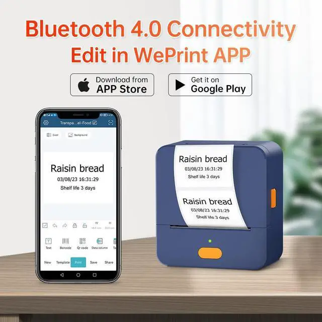 Alt view image 3 of 5 - DETONGER Label Maker Machine with Tape P1 2 Inch Thermal Portable Bluetooth Shipping Label Printer Sticker Maker Labeling Machine Home Office School Business Use Rechargeable Battery Included Blue