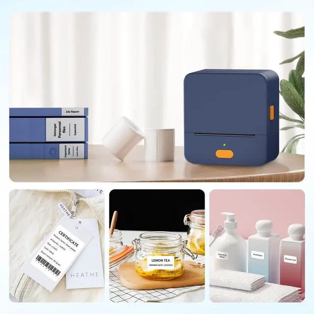 Alt view image 5 of 5 - DETONGER Label Maker Machine with Tape P1 2 Inch Thermal Portable Bluetooth Shipping Label Printer Sticker Maker Labeling Machine Home Office School Business Use Rechargeable Battery Included Blue