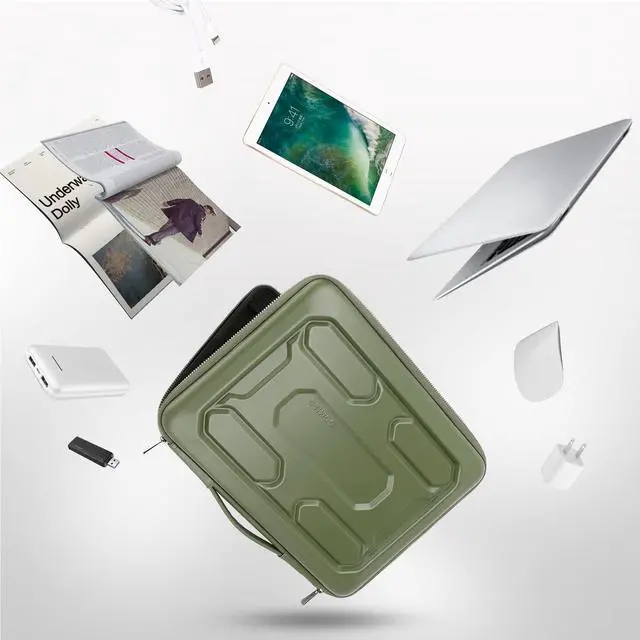Alt view image 5 of 5 - DOMISO 17 inch Laptop Sleeve with Accessory Bag Shockproof Waterproof EVA Protective Case for 17.3" ZBook Fury 17.3 G8/MSI GS73VR Stealth Pro/HP Envy 17/LG Gram 17"/ROG Strix GL702VS, Green