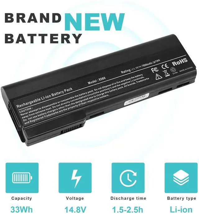 Alt view image 2 of 5 - 9-Cell 87Wh!! EliteBook 8460p 8460w 8470p 8470w 8560p 8570p 628668-001 CC06 Battery for HP 628664-001 628666-001 CC09 CC06XL ProBook 6360b 6460b 6465b 6470b 6475b 6560b 6565b 6570b High Performance