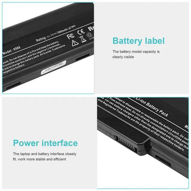 Alt view image 3 of 5 - 9-Cell 87Wh!! EliteBook 8460p 8460w 8470p 8470w 8560p 8570p 628668-001 CC06 Battery for HP 628664-001 628666-001 CC09 CC06XL ProBook 6360b 6460b 6465b 6470b 6475b 6560b 6565b 6570b High Performance