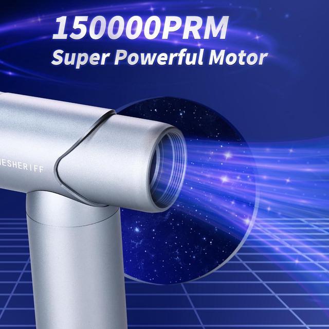 Alt view image 2 of 5 - Compressed Air Duster-3 Gear Adjustable 150000RPM Electric Air Duster with LED Light, Rechargeable Cordless Air Blower for Keyboard Electric Devices Cleaning. Replaces Compressed Air Cans (space gray)