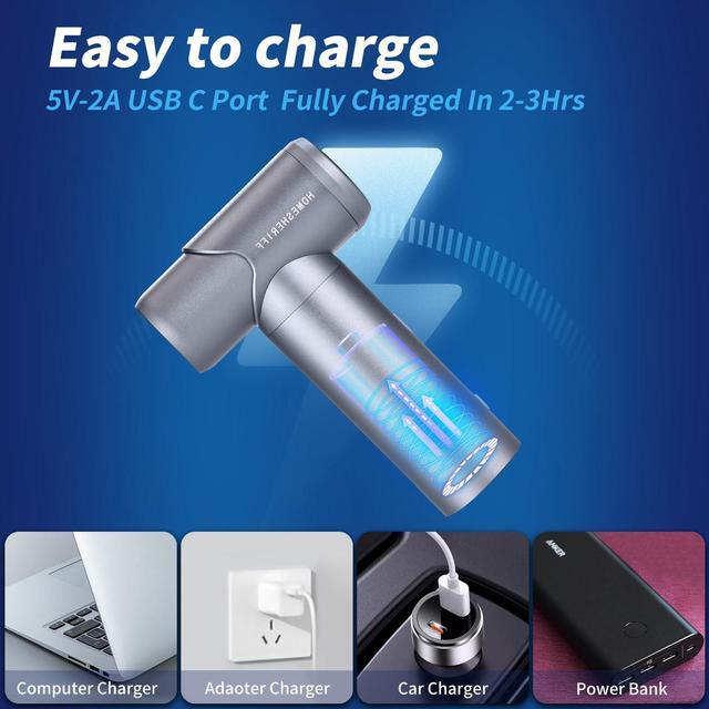 Alt view image 5 of 5 - Compressed Air Duster-3 Gear Adjustable 150000RPM Electric Air Duster with LED Light, Rechargeable Cordless Air Blower for Keyboard Electric Devices Cleaning. Replaces Compressed Air Cans (space gray)