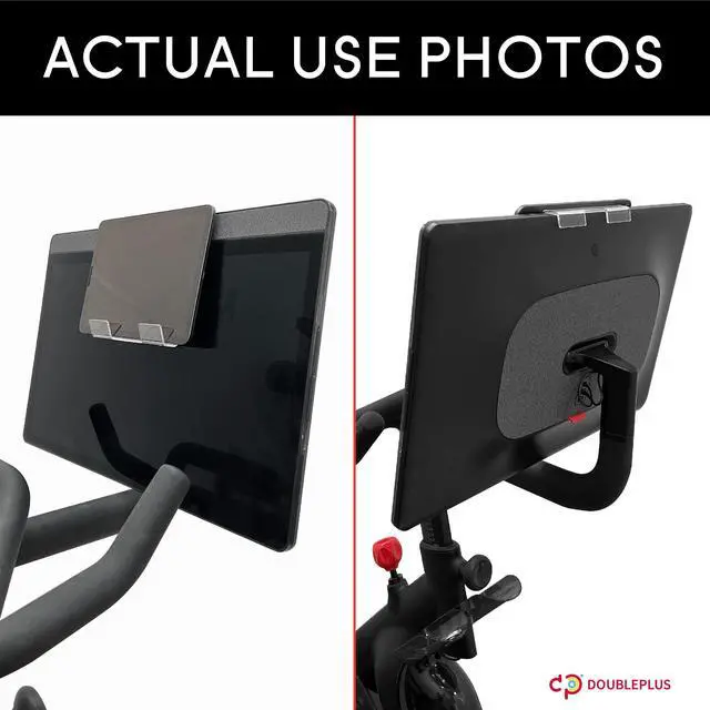 Alt view image 2 of 5 - Doubleplus Tablet Holder Compatible with Peloton Bike & Plus & Tread & Row, Holder for iPad, Tablet Stand Compatible with Myx Fitness Bike, Mount for Kindle and eReader, Accessories for Home Gym