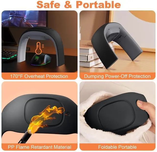 Alt view image 4 of 5 - Heated Mouse Pad Hand Warmer,110V 100W Foldable Adjustable Temperature Desk Hand Heater for Office,Portable Electric Quiet Space Heaters for Indoor Use,for Kids Men and Women Christmas Gifts(Black)