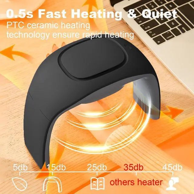 Alt view image 2 of 5 - Heated Mouse Pad Hand Warmer,110V 100W Foldable Adjustable Temperature Desk Hand Heater for Office,Portable Electric Quiet Space Heaters for Indoor Use,for Kids Men and Women Christmas Gifts(Black)