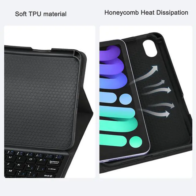 Alt view image 5 of 5 - Eisuiyi Keyboard Case for iPad Mini 7(2024) & Mini 6(2021) 8.3", Detachable Touchpad BT Keyboard, Magentic Protective Cover with Pencil Holder, Full Protection, Black