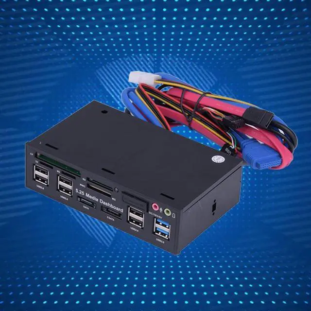 Alt view image 5 of 5 - 5.25inch Media Dashboard Multi Function USB 3.0 Hub TF M2 SD MS Card Reader Desktop Front I/O Panel Front Panel Internal Card Reader, (M2 / TF/SD/MMC/MS/CF)