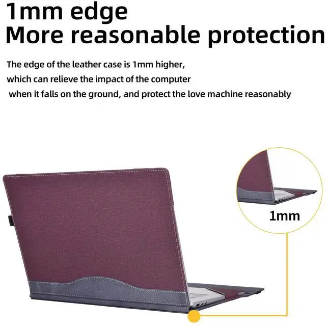 Alt view image 3 of 5 - Laptop Case for Microsoft Surface Laptop 6 15", PU Leather Folio Stand Laptop Protective Case Compatible with Microsoft Surface Laptop 5/4/3/2/1 15 inch (Wine red)
