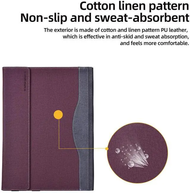 Alt view image 4 of 5 - Laptop Case for Microsoft Surface Laptop 6 15", PU Leather Folio Stand Laptop Protective Case Compatible with Microsoft Surface Laptop 5/4/3/2/1 15 inch (Wine red)