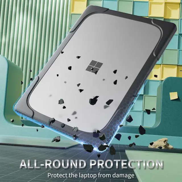Alt view image 2 of 5 - FONREST Hard Shell Case for Microsoft Surface Laptop 7 13.8-inch 2024 (Model: 2036) Shockproof Heavy Duty Matte Translucent Anti-Fingerprint Protective Cover with TPU-Covered Edge, Kickstand (Grey)