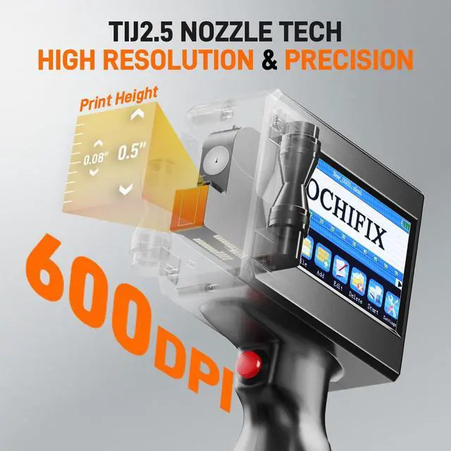 Alt view image 2 of 5 - GOCHIFIX Handheld Inkjet Printer with 4.3'' Touch Screen Portable Handheld Printer Printing Height 0.08-0.5 Inch Inkjet Coding Machine for Text QRCode Barcode Image Date (Support 27 Languages)