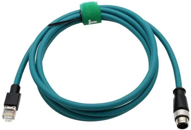 Alt view image 2 of 5 - HangTon Ethernet CAT5e Cable M12 4 Pin D-Code to RJ45 for Keyence IV2, Datalogic 210N, Sick Omron Vision Sensor Barcode Reader Scanner Profinet Network Switches Control Power 2m