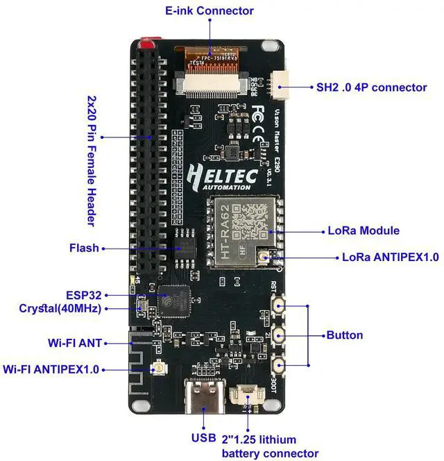 Alt view image 3 of 5 - 2.9" E-Ink Display LoRa IoT Development Board Low Power ESP32-S3R8 WiFi BLE SX1262 LoRa Module 915MHz for Arduino Mashtastic Raspberry PI