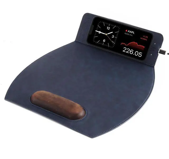 Main image of Magnetic Wireless Charging Mouse Pad with Ergonomic Design, Mousepad with Wrist Support, Foldable Mousepad with Wrist Rest for Computer, Laptop, Office & Home, 14 x 12.1 in, Christmas, Blue