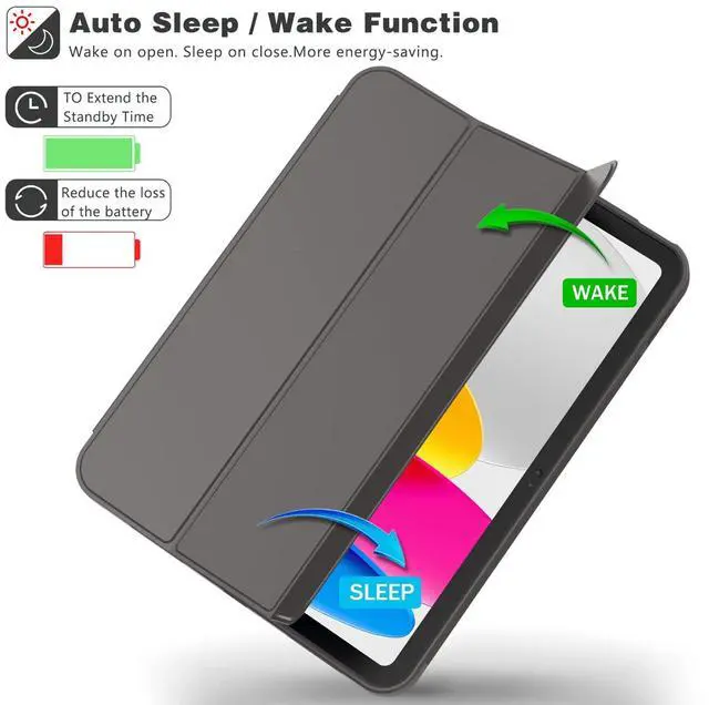Alt view image 4 of 5 - iMieet iPad (A16) Case 11th Gen/iPad 10th Generation Case [11-Inch 2025/10.9 Inch 2022] with Pencil Holder, Trifold Stand Smart Cover with Soft TPU Back,Auto Wake/Sleep(Space Gray)