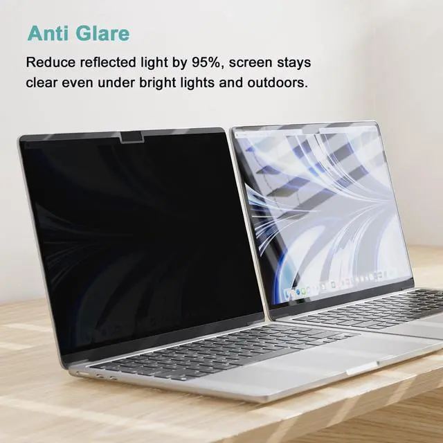Alt view image 4 of 5 - IPROKKO Magnetic MacBook Privacy Screen Protector, Compatible with MacBook Air 15Inch (2023-2025, M2 M3 M4) - A2941 A3114 A3241, Removable Matte Anti Glare Blue Light Filter for Mac Air 15.3" Laptop