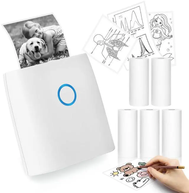 Main image of JADENS Sticker Printer with 5Rolls Thermal Paper(White)