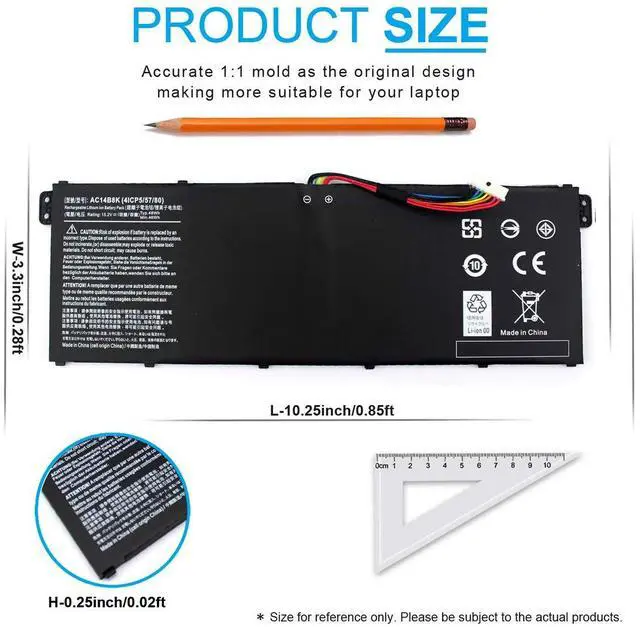 Alt view image 3 of 5 - AC14B8K Battery for Acer Chromebook C810 C910 CB5-571 CB3-531 Aspire A515-41G A515-55 A515-55G A615-51 A615-51G A715-71G A715-72G A717-38F 717-72G Nitro AN515-51 AN515-52 AN515-53 NP515-51