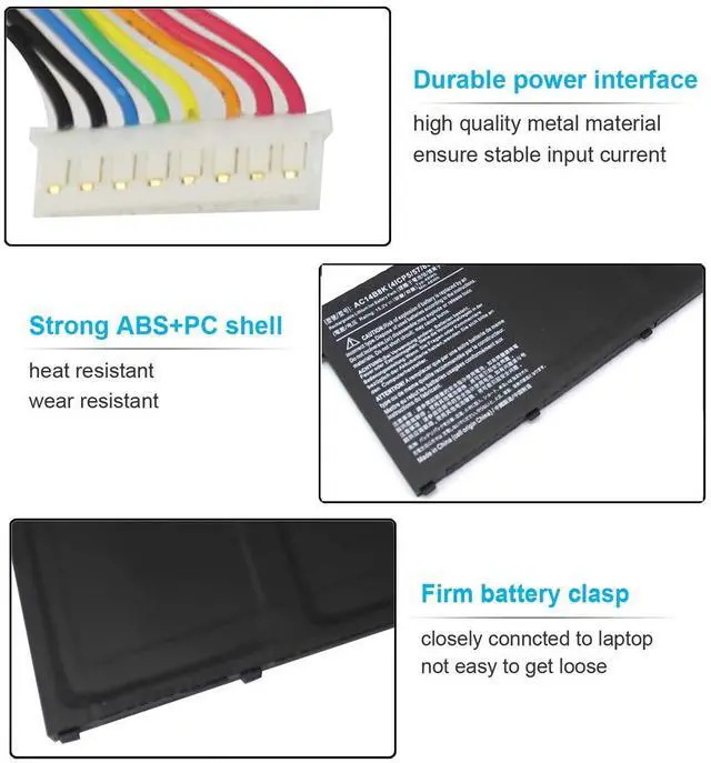 Alt view image 4 of 5 - AC14B8K Battery for Acer Chromebook C810 C910 CB5-571 CB3-531 Aspire A515-41G A515-55 A515-55G A615-51 A615-51G A715-71G A715-72G A717-38F 717-72G Nitro AN515-51 AN515-52 AN515-53 NP515-51