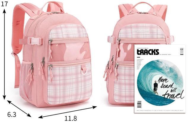Alt view image 3 of 5 - Kalesi Laptop Backpack School College or Work Bookbag, Large Anti Theft Travel Bag, 15.6-Inch Daypack for Men & Women Teens (Light pink)