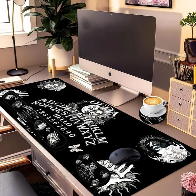 Alt view image 2 of 5 - JYCUHTCL Large Gaming Mouse Pad Set 35.4 x 15.7 with Keyboard Wrist Rest, Wrist Support, and Coaster Memory Foam Smooth Desk Pad Mousepad for Home Office School - Ouija Board