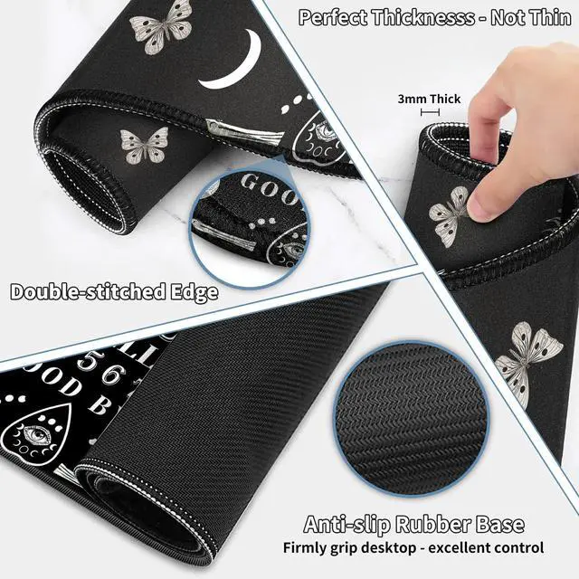 Alt view image 4 of 5 - JYCUHTCL Large Gaming Mouse Pad Set 35.4 x 15.7 with Keyboard Wrist Rest, Wrist Support, and Coaster Memory Foam Smooth Desk Pad Mousepad for Home Office School - Ouija Board