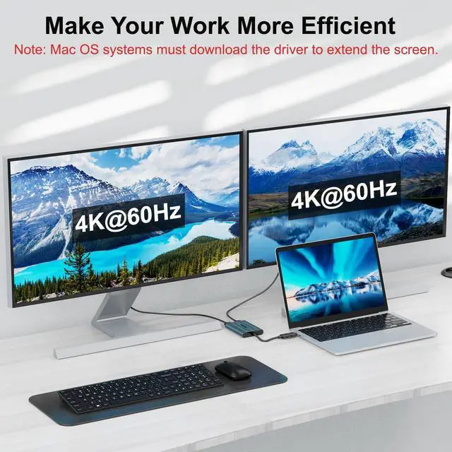 Alt view image 3 of 5 - USB 3.0/USB C to HDMI Adapter, Dual Monitor 4K@60Hz DisplayLink Adapter(DL6950) Multiple Displays, Compatible with Apple Mac M1/M2/M3, Windows, HDMI Splitter for Laptop & Desktop, Driver Required
