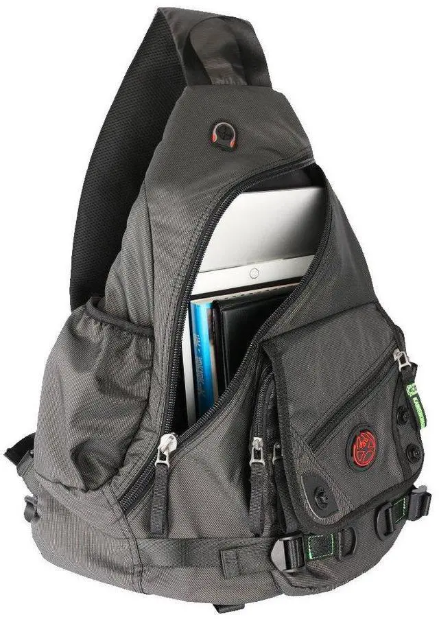 Main image of Kawei Knight Large Sling Bag Laptop Backpack Cross Body Messenger Bag Shoulder Travel Rucksack (A-Black)