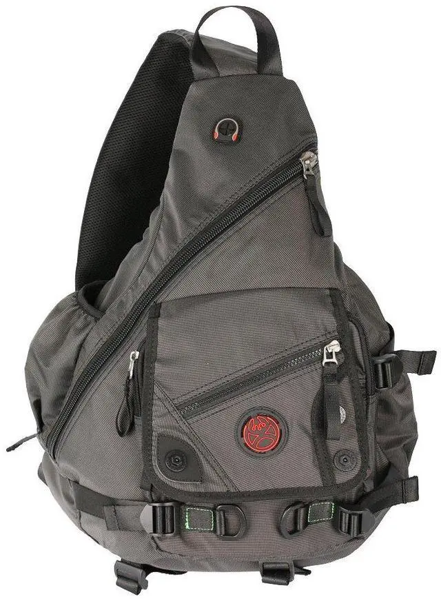 Alt view image 2 of 5 - Kawei Knight Large Sling Bag Laptop Backpack Cross Body Messenger Bag Shoulder Travel Rucksack (A-Black)
