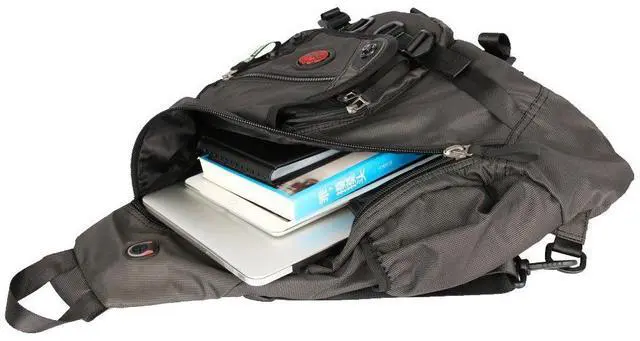 Alt view image 4 of 5 - Kawei Knight Large Sling Bag Laptop Backpack Cross Body Messenger Bag Shoulder Travel Rucksack (A-Black)