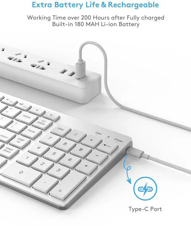Alt view image 4 of 5 - Wireless Bluetooth Keyboard for Apple Mac OS  US QWERTY Layout, Scissor Keys Precise Typing, Rechargeable Battery, Extra-Long Working Time, Compatible with iMac/MacBook Pro/Mac Mini or iPad