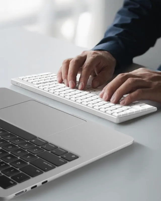 Alt view image 5 of 5 - Wireless Bluetooth Keyboard for Apple Mac OS  US QWERTY Layout, Scissor Keys Precise Typing, Rechargeable Battery, Extra-Long Working Time, Compatible with iMac/MacBook Pro/Mac Mini or iPad