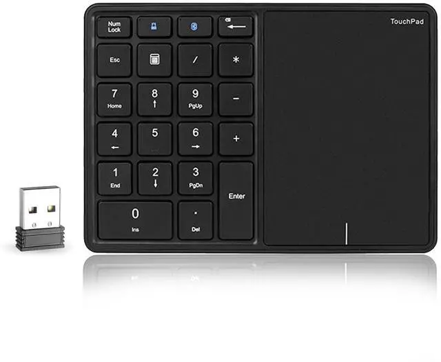 Main image of LICAEVEY Cordless Numeric Keypad, 22 Keys BT Number Pad with Touchpad, USB C Rechargeable Numeric Keypad, Support for Win, for Android, for OS X (Black)