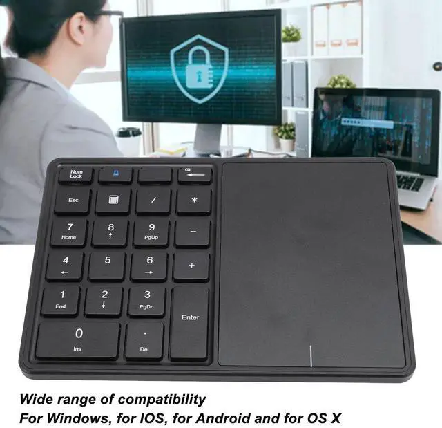 Alt view image 3 of 5 - LICAEVEY Cordless Numeric Keypad, 22 Keys BT Number Pad with Touchpad, USB C Rechargeable Numeric Keypad, Support for Win, for Android, for OS X (Black)