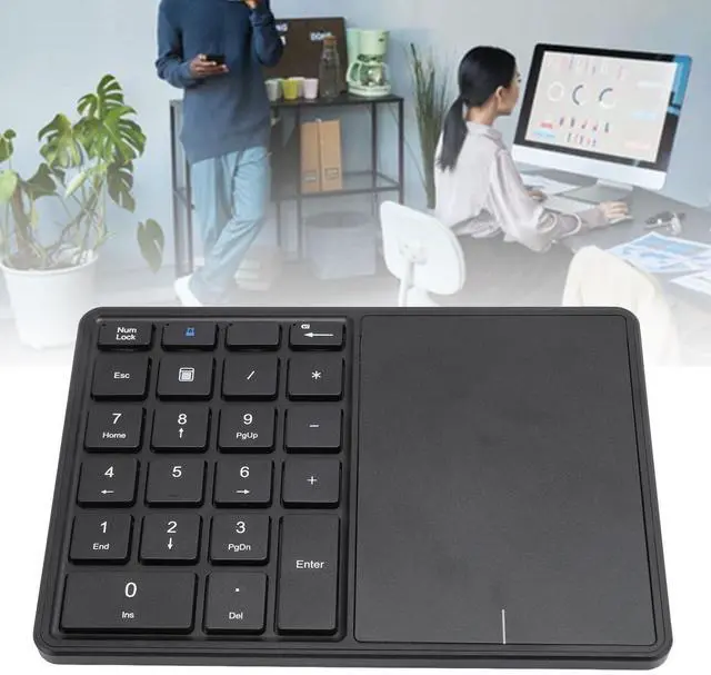 Alt view image 5 of 5 - LICAEVEY Cordless Numeric Keypad, 22 Keys BT Number Pad with Touchpad, USB C Rechargeable Numeric Keypad, Support for Win, for Android, for OS X (Black)