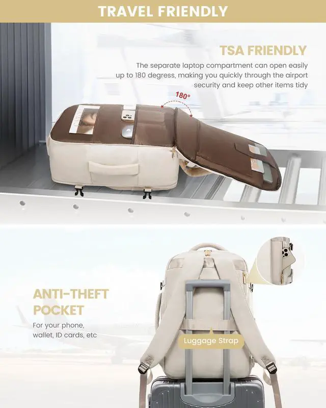 Alt view image 4 of 5 - LOVEVOOK Large Travel Backpack for Women, 50L Carry on Backpack for Airplanes, TSA Personal Item Travel Bag for Women fits 18" Laptop, Waterproof Carry on Bags with 4 Packing Cubes