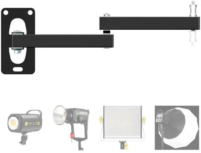 Main image of MeetRade Wall Mounting Boom Arm Holder: Fold Extend Adjustable Long Bracket,Heavy Duty Wall Mount,for Photography Strobe Light Monolight, Softbox,Ring Light,for Live Broadcast(1/4" Screw)
