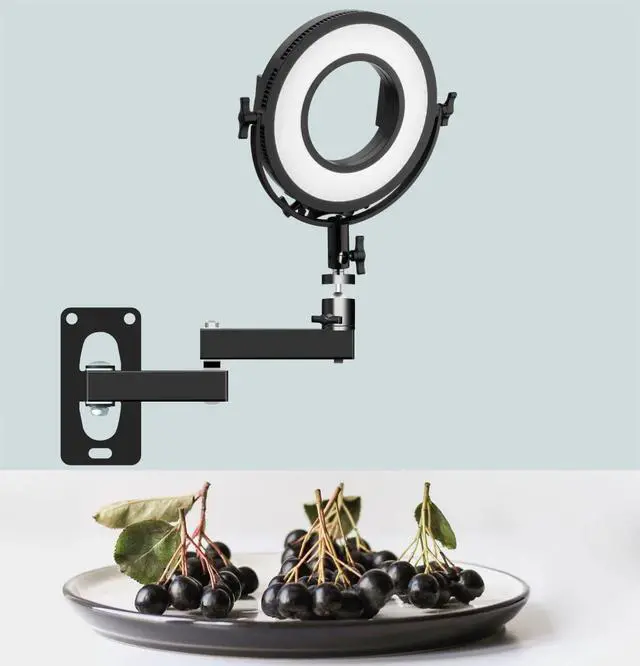 Alt view image 4 of 5 - MeetRade Wall Mounting Boom Arm Holder: Fold Extend Adjustable Long Bracket,Heavy Duty Wall Mount,for Photography Strobe Light Monolight, Softbox,Ring Light,for Live Broadcast(1/4" Screw)