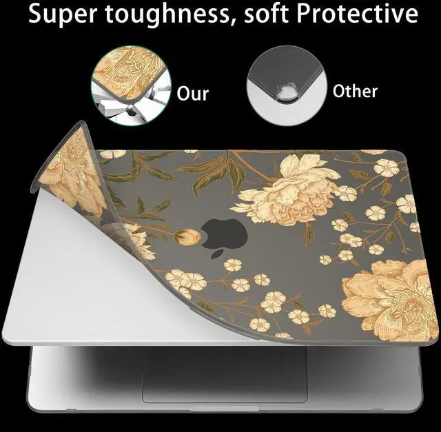 Alt view image 2 of 5 - Mektron Case Compatible with MacBook Air 15.3 inch Printed Cover 2024/2023 M3 A3114 M2 A2941, [Same as Bare MacBook] Protective Hard Shell with Fold Kickstand, Peony Flowers C186