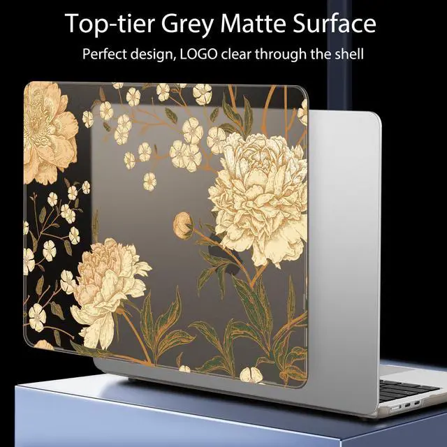 Alt view image 3 of 5 - Mektron Case Compatible with MacBook Air 15.3 inch Printed Cover 2024/2023 M3 A3114 M2 A2941, [Same as Bare MacBook] Protective Hard Shell with Fold Kickstand, Peony Flowers C186