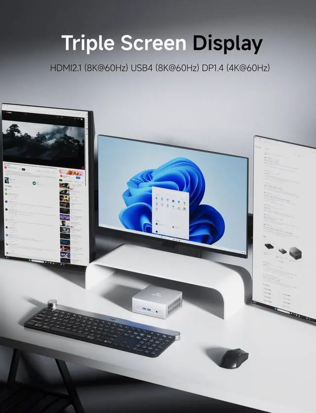 Alt view image 4 of 5 - MINISFORUM UM870 Slim Mini PC AMD Ryzen 7 8745H 8C/16T Desktop Computer Barebone Without RAM/SSD/OS, HDMI/DP/USB4 8K@60Hz Output, 1X2.5G RJ45 Port, 4XUSB Port, Dual Band WiFi, AMD Radeon 780M Graphics