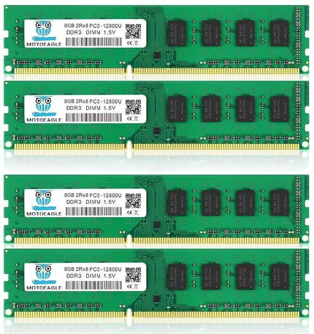 Main image of DDR3 RAM 32GB 32GB (4X8GB) PC3-12800U DDR3-1600 UDIMM 2Rx8 DIMM RAM DDR3 8GB 1600MHz SDRAM 240-Pin 1.5V CL11 Non-ECC Desktop PC Memory Kit