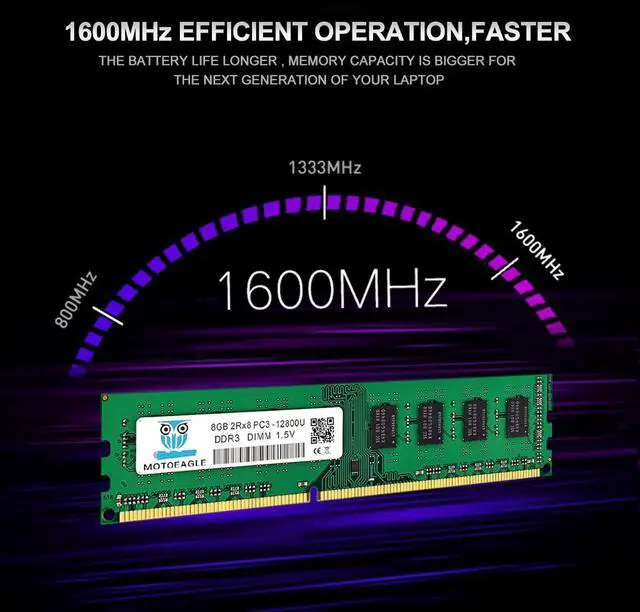 Alt view image 2 of 5 - DDR3 RAM 32GB 32GB (4X8GB) PC3-12800U DDR3-1600 UDIMM 2Rx8 DIMM RAM DDR3 8GB 1600MHz SDRAM 240-Pin 1.5V CL11 Non-ECC Desktop PC Memory Kit