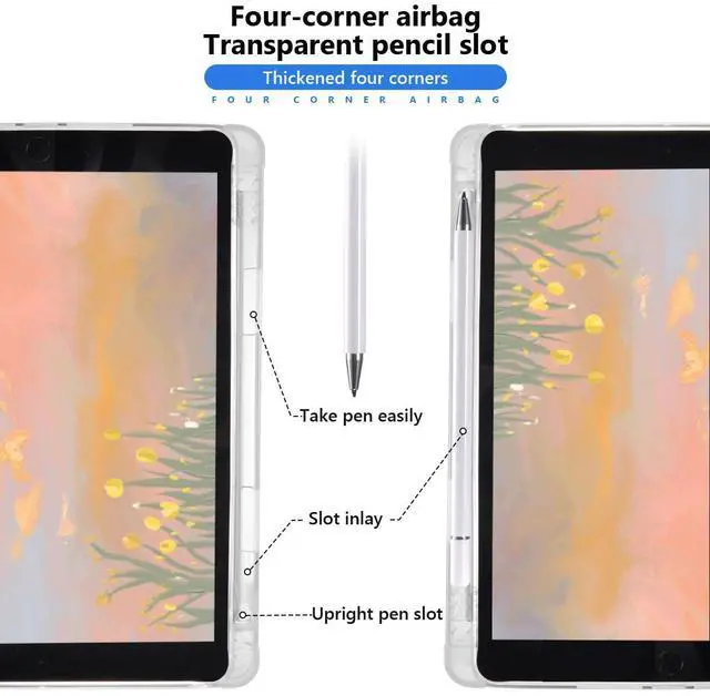 Alt view image 3 of 5 - JOYLAND Cute Corgi Case for iPad 9th/7th/8th Generation(2021/2020/2019) 10.2 Inch, Leather Trifold Stand Clear TPU Back Cover with Pencil Holder Shockproof Protective Case Auto Wake/Sleep