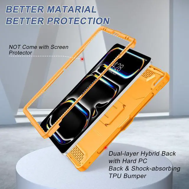 Alt view image 4 of 5 - Soke Case for iPad Air 13 Inch M3/M2 (2025/2024),iPad Pro 13 Inch M4,iPad Pro 12.9(2022 2021 2020,6th/5th/4th Gen), Rugged Shockproof Protective Cover with Built-in Kickstand - Citrus