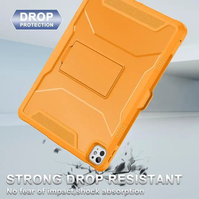 Alt view image 5 of 5 - Soke Case for iPad Air 13 Inch M3/M2 (2025/2024),iPad Pro 13 Inch M4,iPad Pro 12.9(2022 2021 2020,6th/5th/4th Gen), Rugged Shockproof Protective Cover with Built-in Kickstand - Citrus