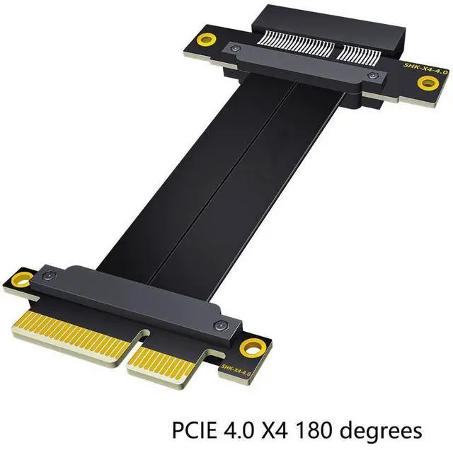 Alt view image 2 of 5 - PCIE 4.0 x4 Extender Riser Cable,High Speed Flexible Right Angle PCI-E Port GPU Graphic Card Extension Cable-200mm90 Degrees (PCIE 4.0X4 180degrees)