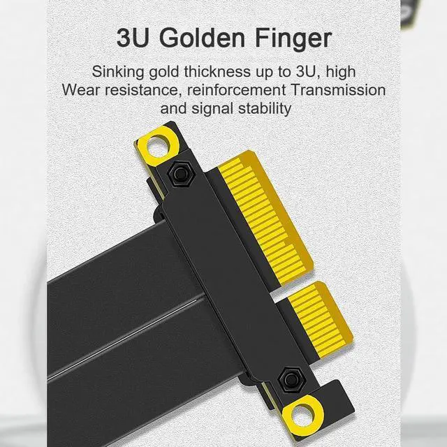 Alt view image 4 of 5 - PCIE 4.0 x4 Extender Riser Cable,High Speed Flexible Right Angle PCI-E Port GPU Graphic Card Extension Cable-200mm90 Degrees (PCIE 4.0X4 180degrees)