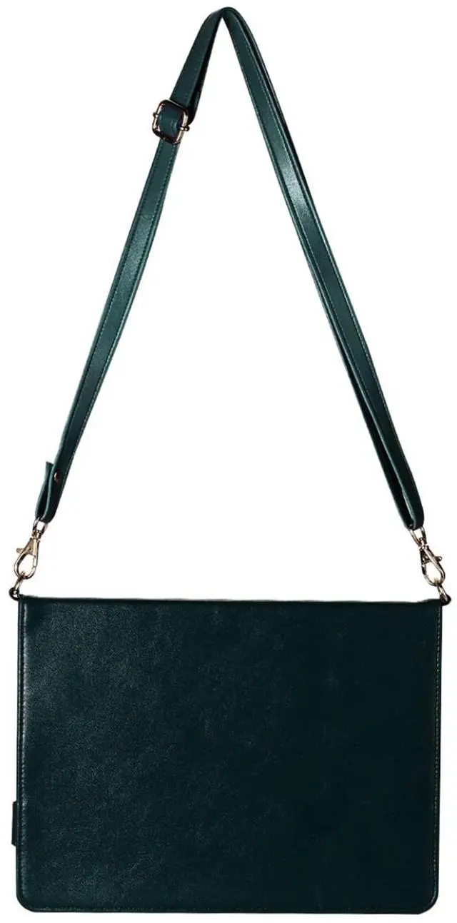 Alt view image 2 of 5 - Handbag Case for iPad Air 13" & Pro 12.9" 2018-2022, Techcircle PU Leather Folio Stand iPad Crossbody Wallet Case with Pencil Pocket, Card Slots, Hand Strap+Shoulder Strap, Midnight Green